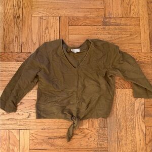 Olive Green Tie-Front Top